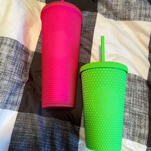 Starbucks studded pink and green